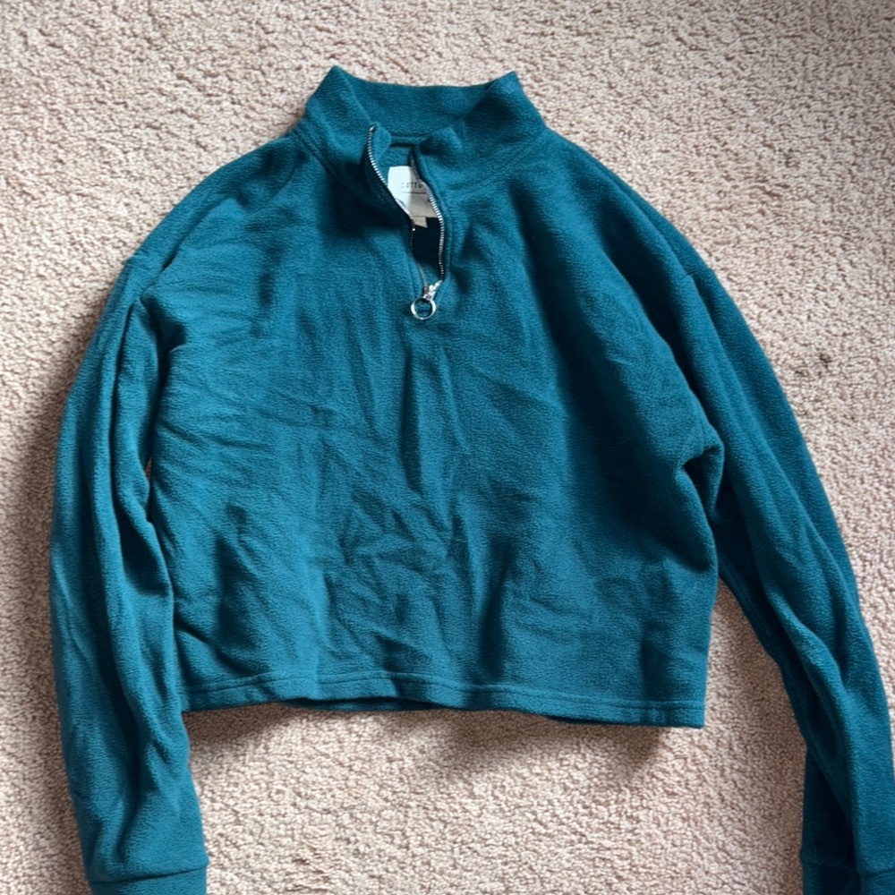 Green Quarter-Zip Women's Top